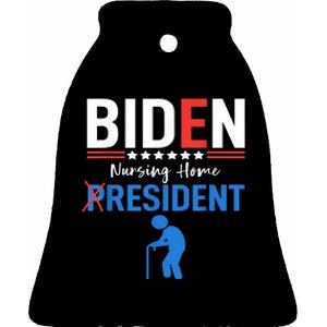 Biden Nursing Home Resident Funny Anti Joe Biden Trump Ceramic Bell Ornament