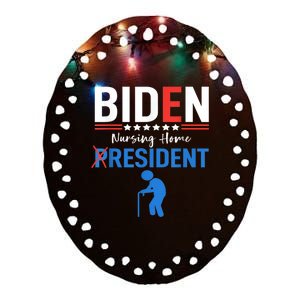 Biden Nursing Home Resident Funny Anti Joe Biden Trump Ceramic Oval Ornament