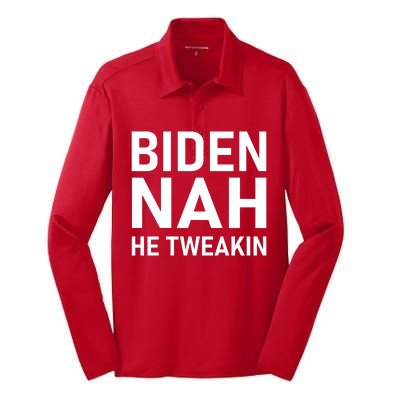 Biden Nah He Tweakin Silk Touch Performance Long Sleeve Polo