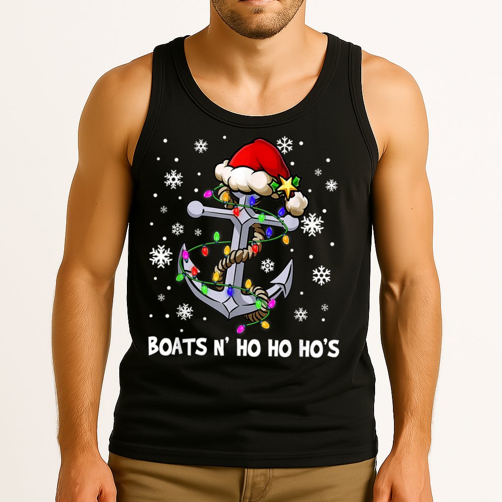 Boats N Ho Ho Hos Christmas Pajama Funny Humor X Mas Boating Tank Top