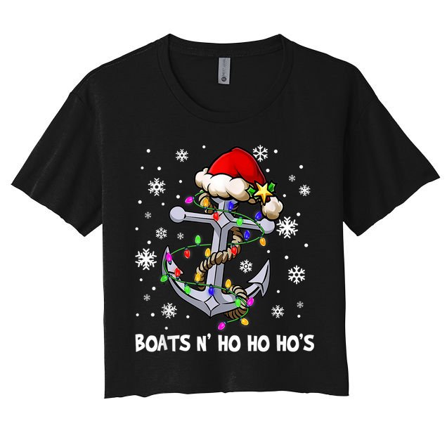 Boats N Ho Ho Hos Christmas Pajama Funny Humor X Mas Boating Crop Top