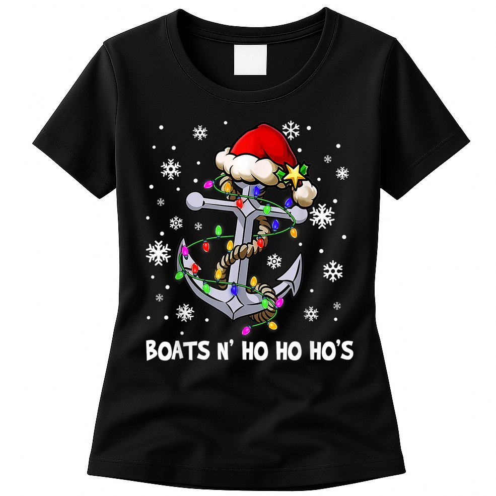 Boats N Ho Ho Hos Christmas Pajama Funny Humor X Mas Boating Womens T-Shirt