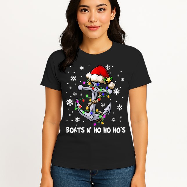 Boats N Ho Ho Hos Christmas Pajama Funny Humor X Mas Boating Womens T-Shirt