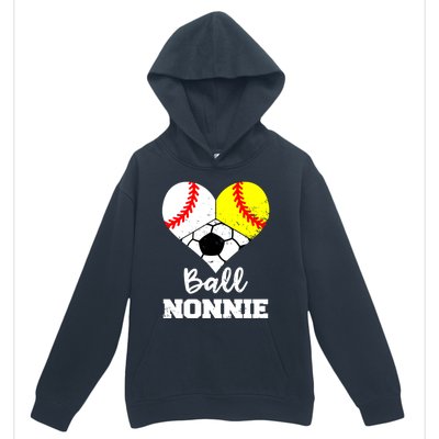 Ball Nonnie Heart Funny Softball Baseball Soccer Nonnie Gift Urban Pullover Hoodie