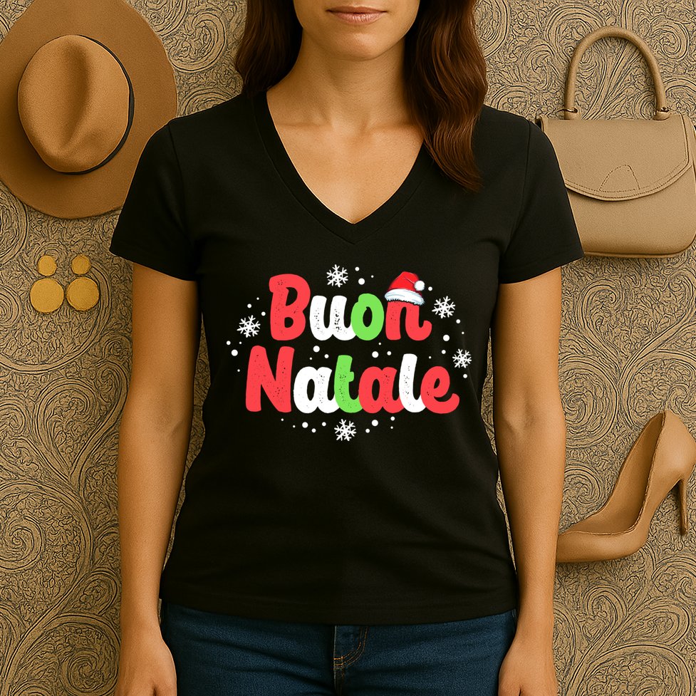 Buon Natale Italy Pride Xmas Holiday Italian Christmas Women's V-Neck T-Shirt