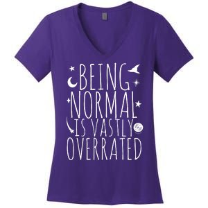 Being Normal Is Vastly Overrated Witch Women's V-Neck T-Shirt