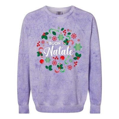 Buon Natale Italian Merry Christmas Holiday Greeting Xmas Colorblast Crewneck Sweatshirt