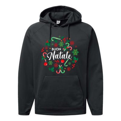 Buon Natale Italian Merry Christmas Holiday Greeting Xmas Performance Fleece Hoodie