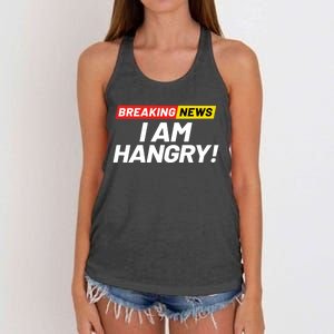 Breaking News I Dont Care I Am Hangry Meaning Hungry Angry Cute Gift Women's Knotted Racerback Tank