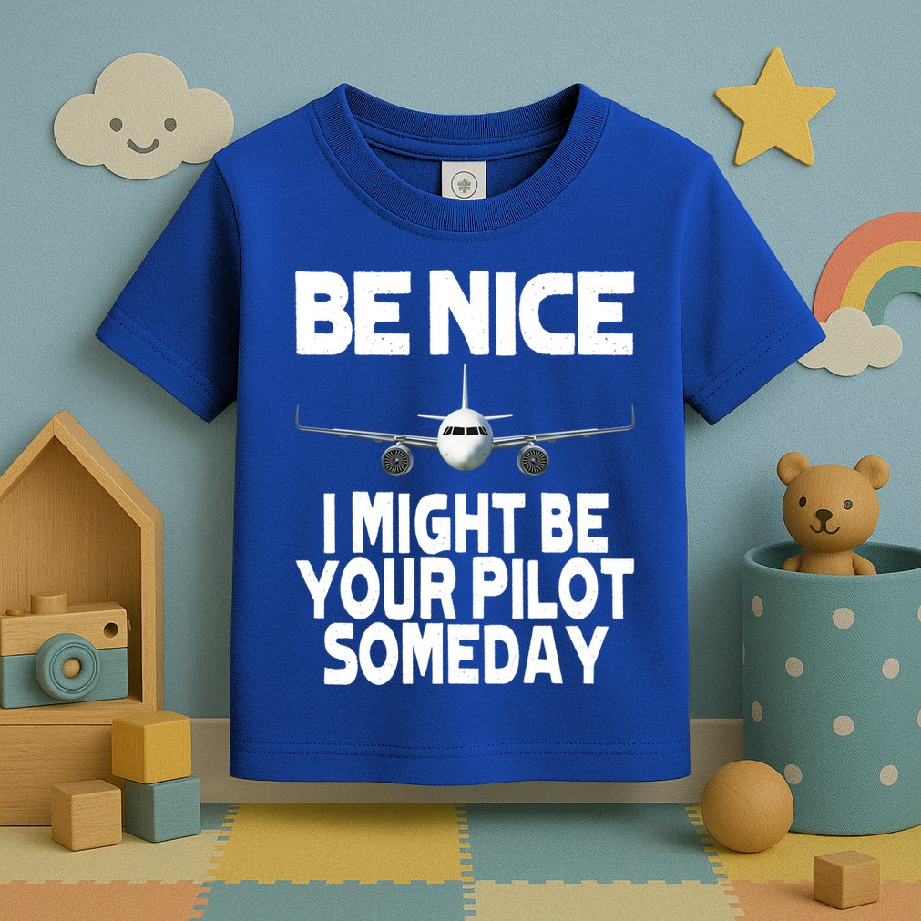 Be Nice I Might Be Your Pilot Someday Funny Toddler T-Shirt