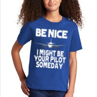 Be Nice I Might Be Your Pilot Someday Funny Kids T-Shirt