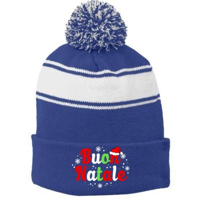 Buon Natale Italy Pride Xmas Holiday Italian Christmas Gift Stripe Pom Pom Beanie