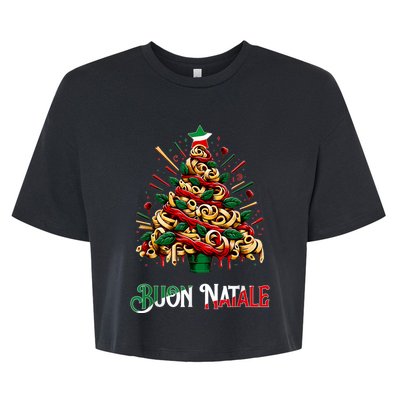 Buon Natale Italian Pasta Christmas Tree Xmas Bella+Canvas Jersey Crop Tee