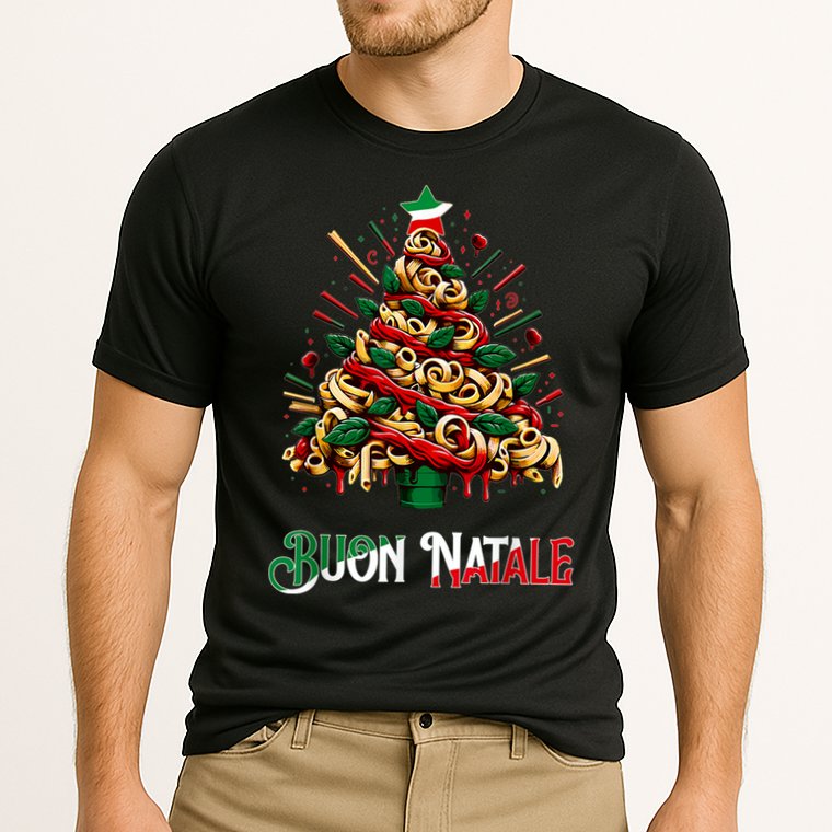 Buon Natale Italian Pasta Christmas Tree Xmas Cooling Performance Crew T-Shirt