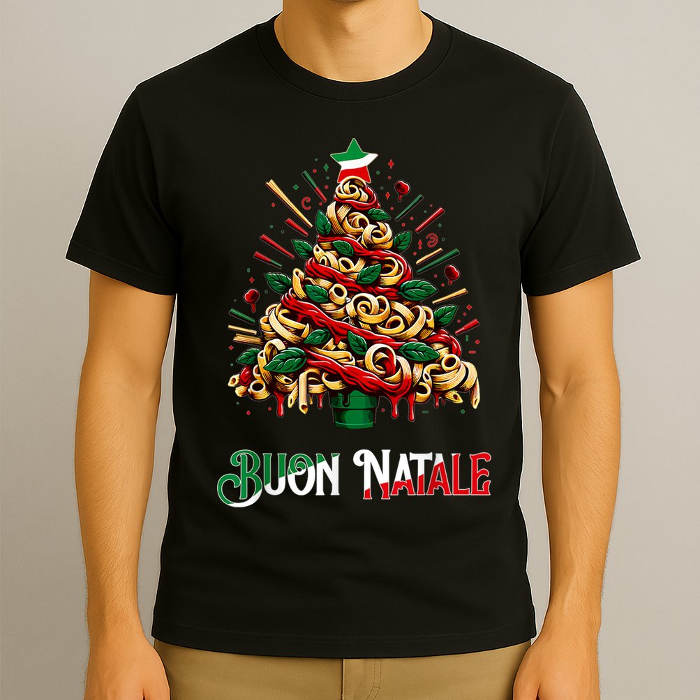Buon Natale Italian Pasta Christmas Tree Xmas T-Shirt