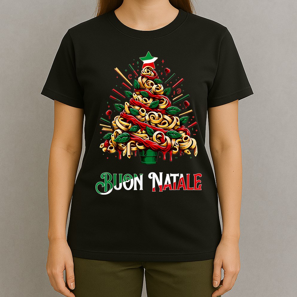 Buon Natale Italian Pasta Christmas Tree Xmas T-Shirt