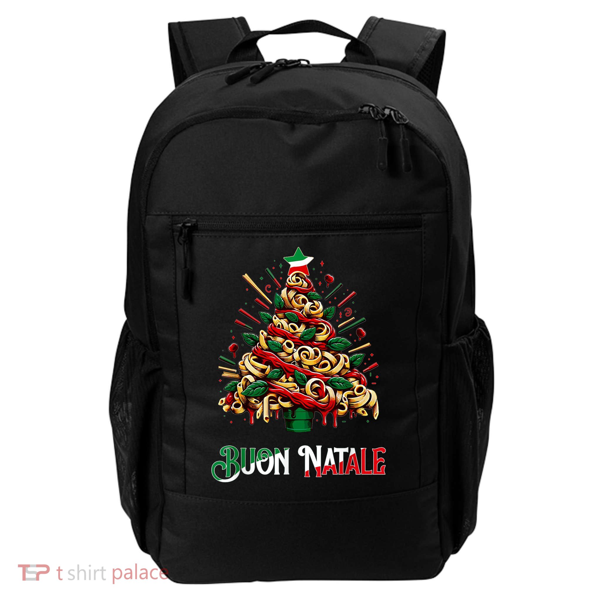 Buon Natale Italian Pasta Christmas Tree Xmas Backpack