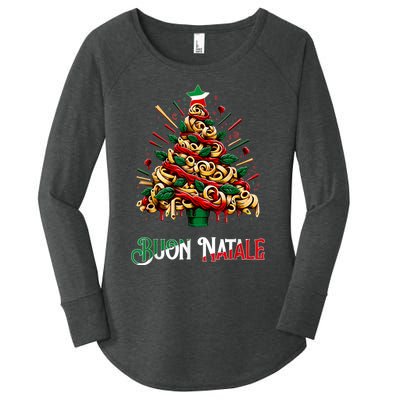 Buon Natale Italian Pasta Christmas Tree Xmas Women's Perfect Tri Tunic Long Sleeve Shirt