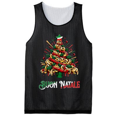 Buon Natale Italian Pasta Christmas Tree Xmas Mesh Reversible Basketball Jersey Tank