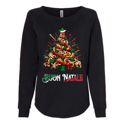 Buon Natale Italian Pasta Christmas Tree Xmas Womens California Wash Sweatshirt