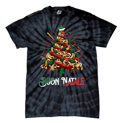 Buon Natale Italian Pasta Christmas Tree Xmas Tie-Dye T-Shirt