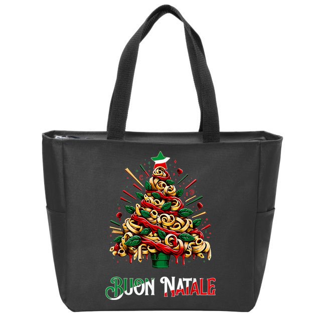 Buon Natale Italian Pasta Christmas Tree Xmas Zip Tote Bag