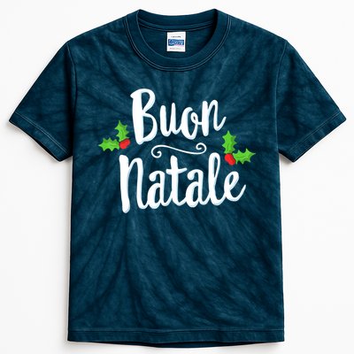 Buon Natale Italy Pride Xmas Holiday Italian Christmas Kids Tie-Dye T-Shirt