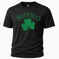 Buffalo Ny Irish Shamrock Distressed Green Print Meaningful Gift Cooling Performance Crew T-Shirt