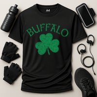 Buffalo Ny Irish Shamrock Distressed Green Print Meaningful Gift Cooling Performance Crew T-Shirt