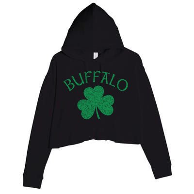 Buffalo Ny Irish Shamrock Distressed Green Print Meaningful Gift Crop Fleece Hoodie