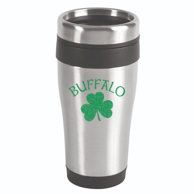 Buffalo Ny Irish Shamrock Distressed Green Print Meaningful Gift 16oz Travel Tumbler
