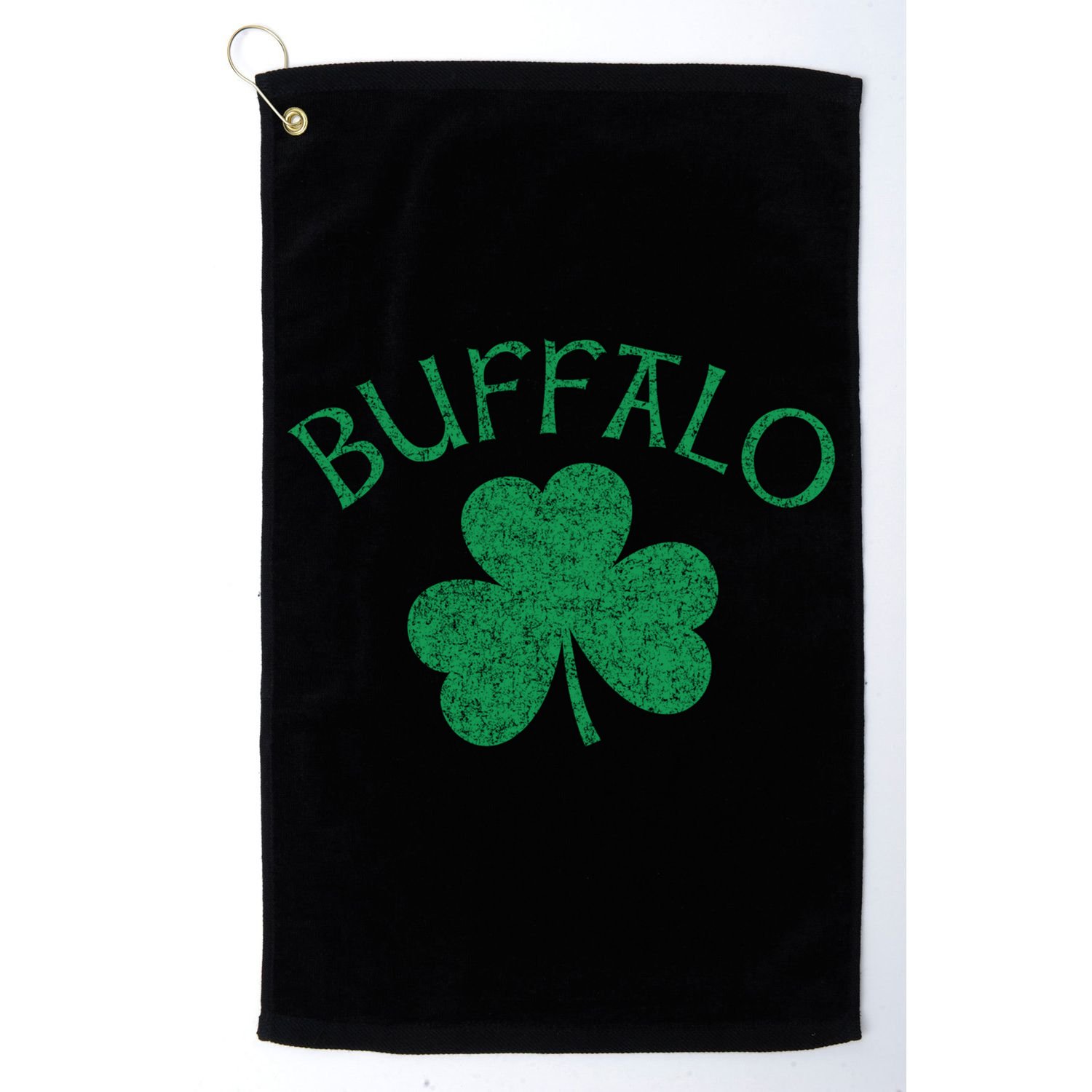 Buffalo Ny Irish Shamrock Distressed Green Print Meaningful Gift Golf Towel