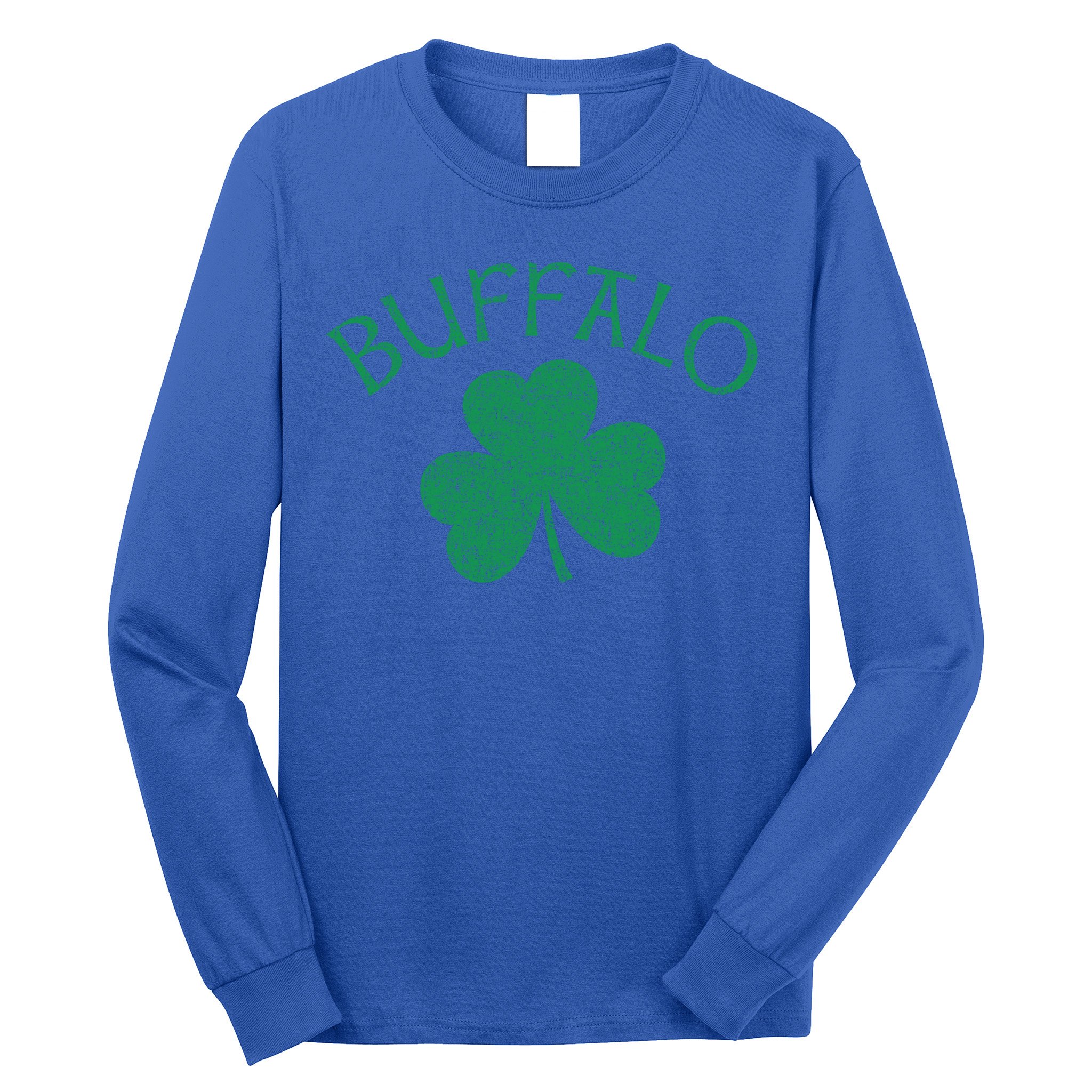 Buffalo Ny Irish Shamrock Distressed Green Print Meaningful Gift Long Sleeve Shirt