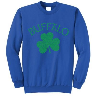 Buffalo Ny Irish Shamrock Distressed Green Print Meaningful Gift Tall Sweatshirt