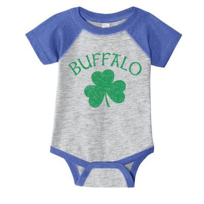 Buffalo Ny Irish Shamrock Distressed Green Print Meaningful Gift Infant Baby Jersey Bodysuit