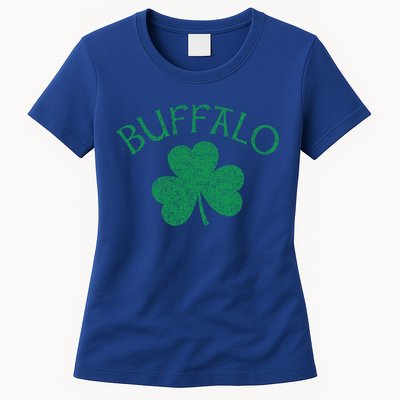 Buffalo Ny Irish Shamrock Distressed Green Print Meaningful Gift Womens T-Shirt