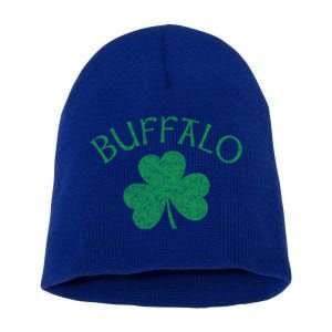 Buffalo Ny Irish Shamrock Distressed Green Print Meaningful Gift Short Acrylic Beanie