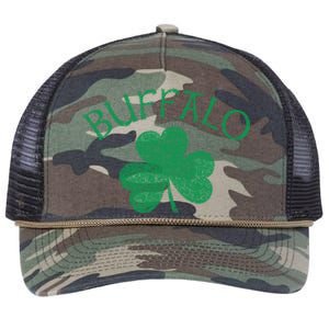 Buffalo Ny Irish Shamrock Distressed Green Print Meaningful Gift Retro Rope Trucker Hat Cap