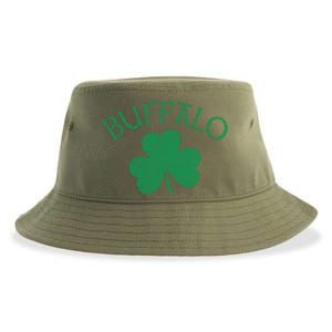 Buffalo Ny Irish Shamrock Distressed Green Print Meaningful Gift Sustainable Bucket Hat