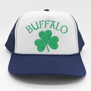 Buffalo Ny Irish Shamrock Distressed Green Print Meaningful Gift Trucker Hat