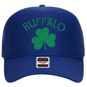 Buffalo Ny Irish Shamrock Distressed Green Print Meaningful Gift High Crown Mesh Back Trucker Hat