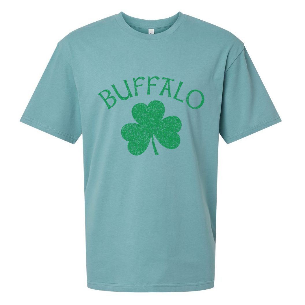 Buffalo Ny Irish Shamrock Distressed Green Print Meaningful Gift Sueded Cloud Jersey T-Shirt