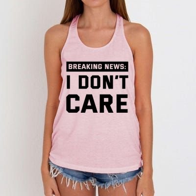 Breaking News I Dont Care Women's Knotted Racerback Tank