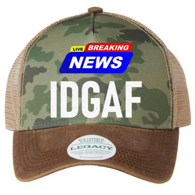 Breaking News I Dont Give A F Uck IDGAF Slang Sarcastic Hot Legacy Tie Dye Trucker Hat