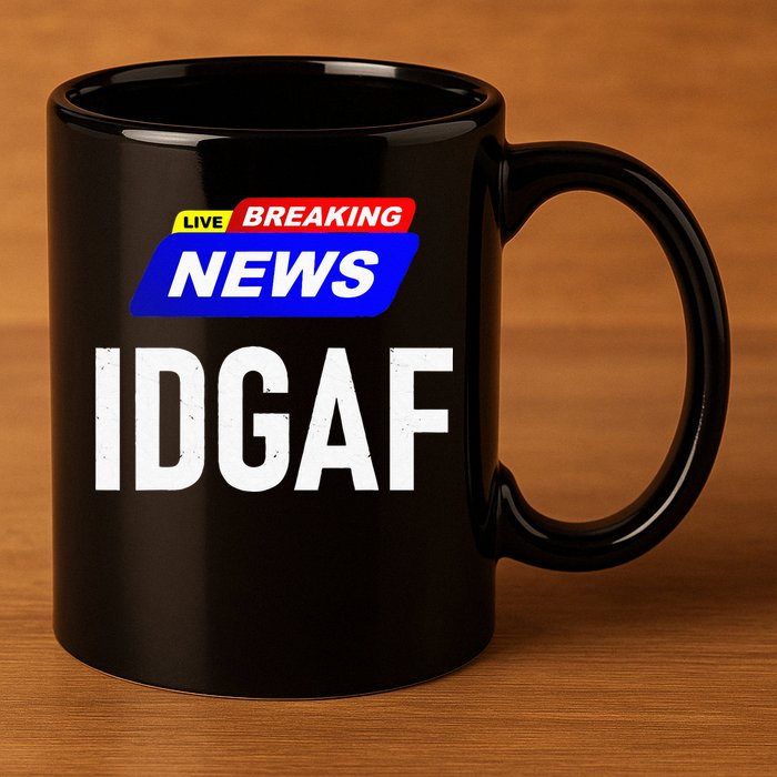 Breaking News I Dont Give A F Uck IDGAF Slang Sarcastic Hot 11oz C Handle Ceramic Mug