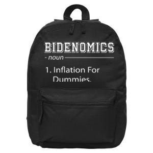 Bidenomics Noun Inflation For Dummies Funny Anti Joe Biden 16 in Basic Backpack