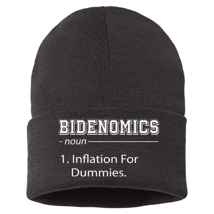 Bidenomics Noun Inflation For Dummies Funny Anti Joe Biden Sustainable Knit Beanie