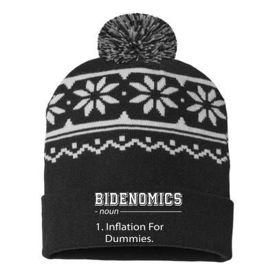 Bidenomics Noun Inflation For Dummies Funny Anti Joe Biden USA-Made Snowflake Beanie