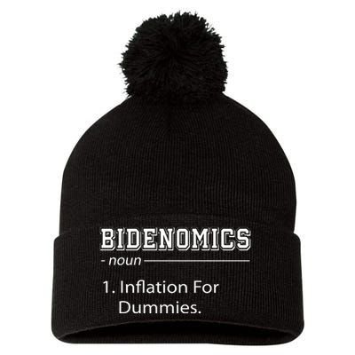 Bidenomics Noun Inflation For Dummies Funny Anti Joe Biden Pom Pom 12in Knit Beanie