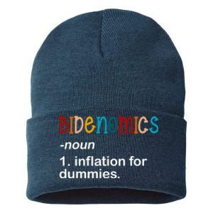 Bidenomics Noun Inflation For Dummies Funny Joe Biden Political Sustainable Knit Beanie